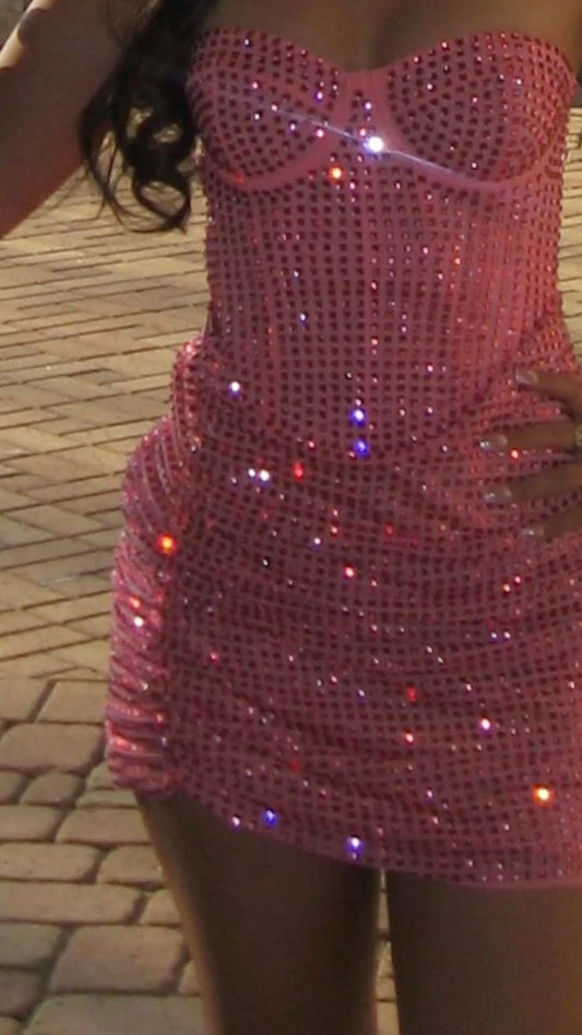 Sparkly Sheath Sweetheart Pink Mini Homecoming Gown inspo Short Cocktail Hoco Dresses RB6056