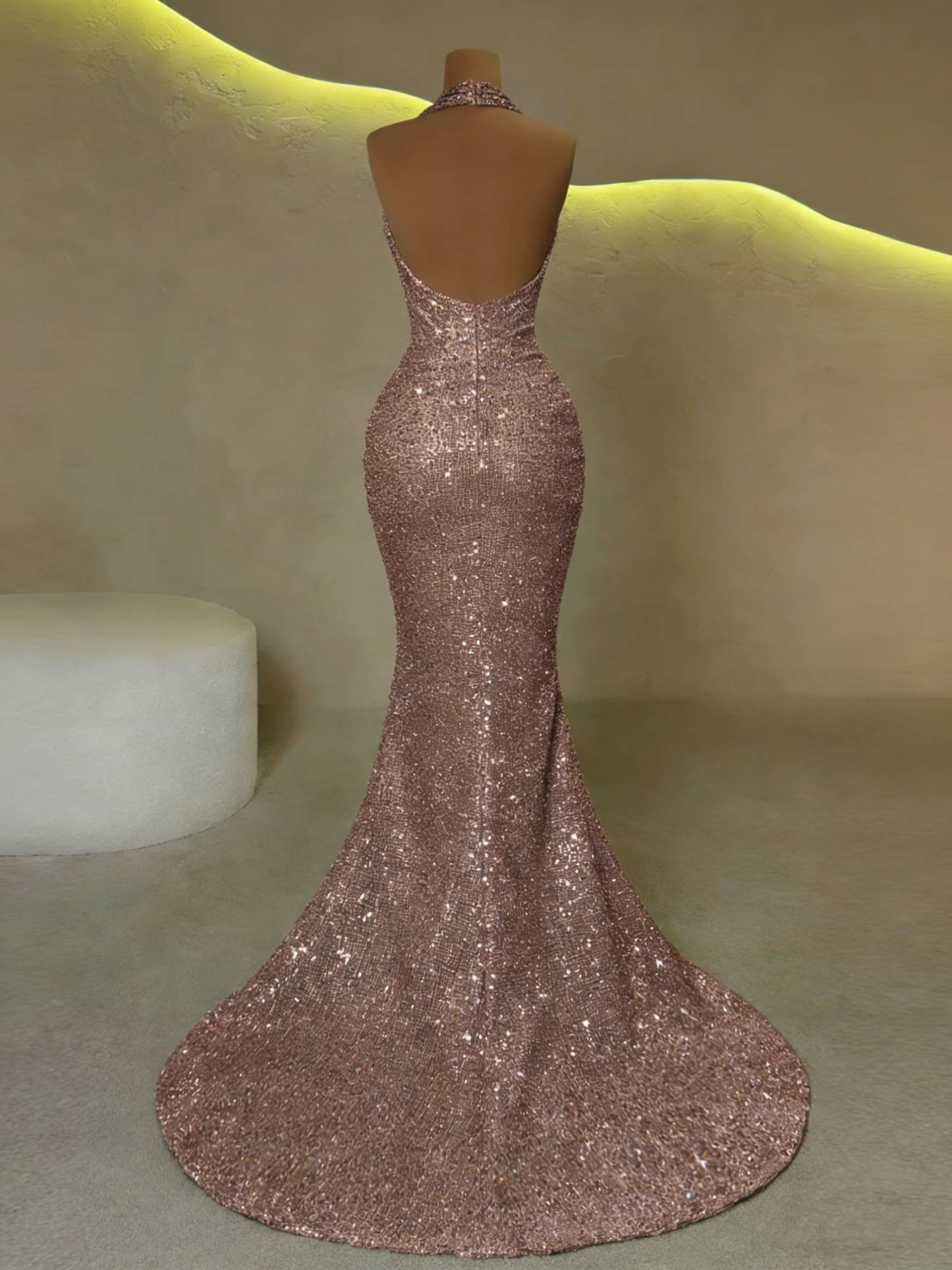 Modest Senior Prom Dresses High Schools Inspiration Mermaid Halter Gold Sequin With Pleated Semi Formal Grad Long Prom Dress For Teens AB1981