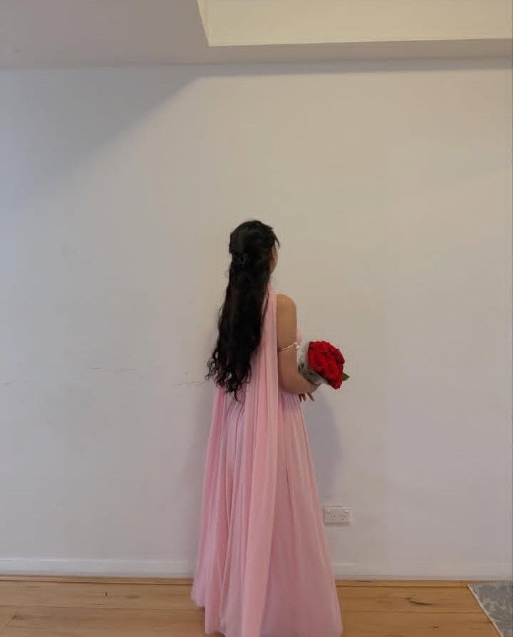 Simple A line Strapless Pink Chiffon With Scarf Ruched Long Evening Prom Dresses Wedding Guest Dress N270