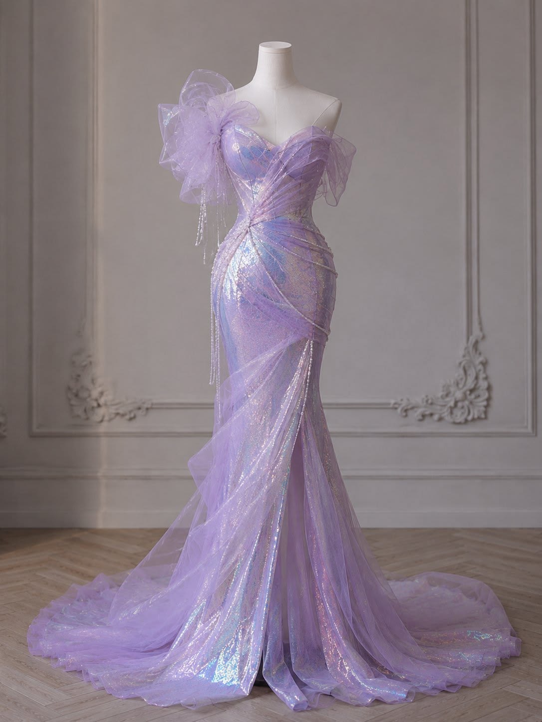 Elegant Mermaid Sweetheart Lilac Sequin Long Prom Dresses Inspiration Party For Outfits Every Occasion Formal Gown RB8950