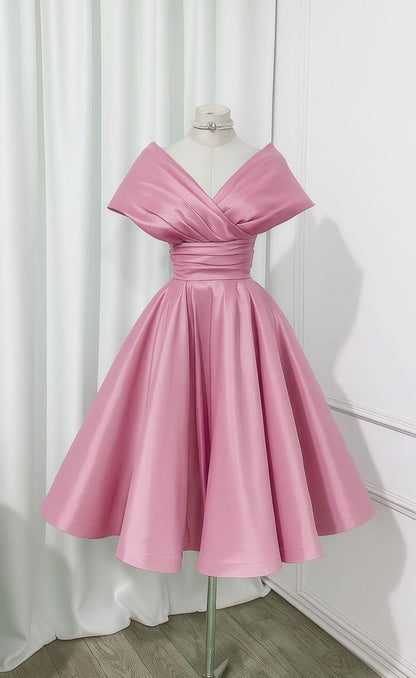 Hübsches Ballkleid Schulterfrei Rosa Kurz Mini Homecoming-Kleid Abschlussballkleid N2435