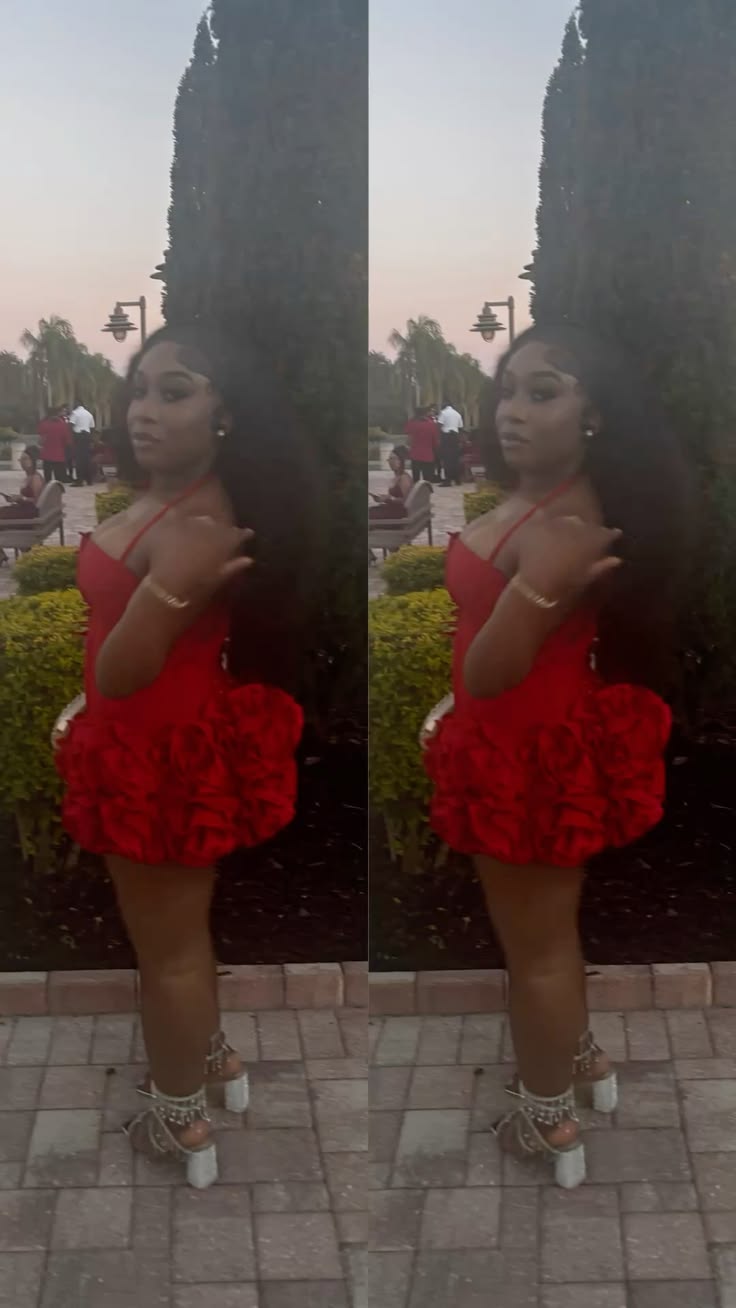 Unique Homecoming Dresses Outfit inspo Ball Gown Halter Red For Black Girls 16th Birthday Cocktail Dress Ideas Outfits RB8186