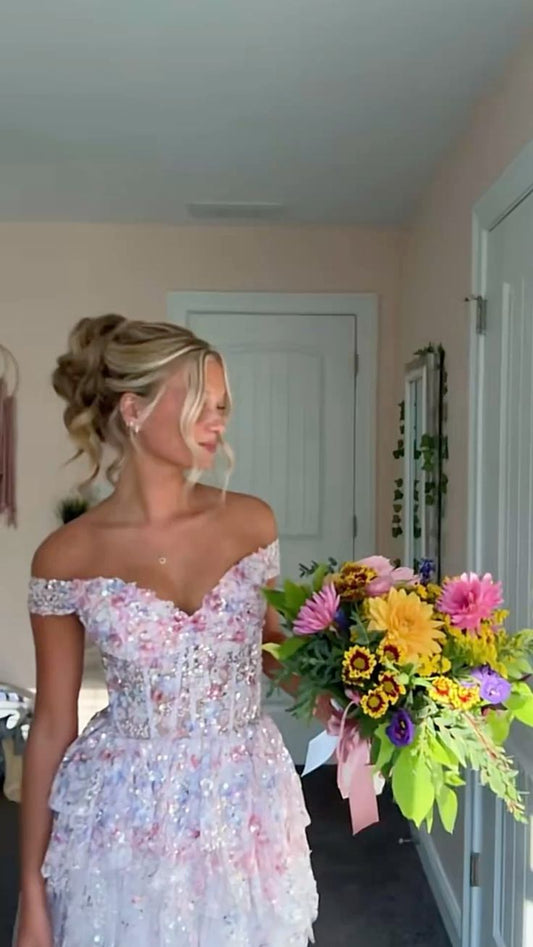 White Casual Women's Elegant Off The Shoulder Dress Middle School Semi Formal Hoco Dresses RB6088
