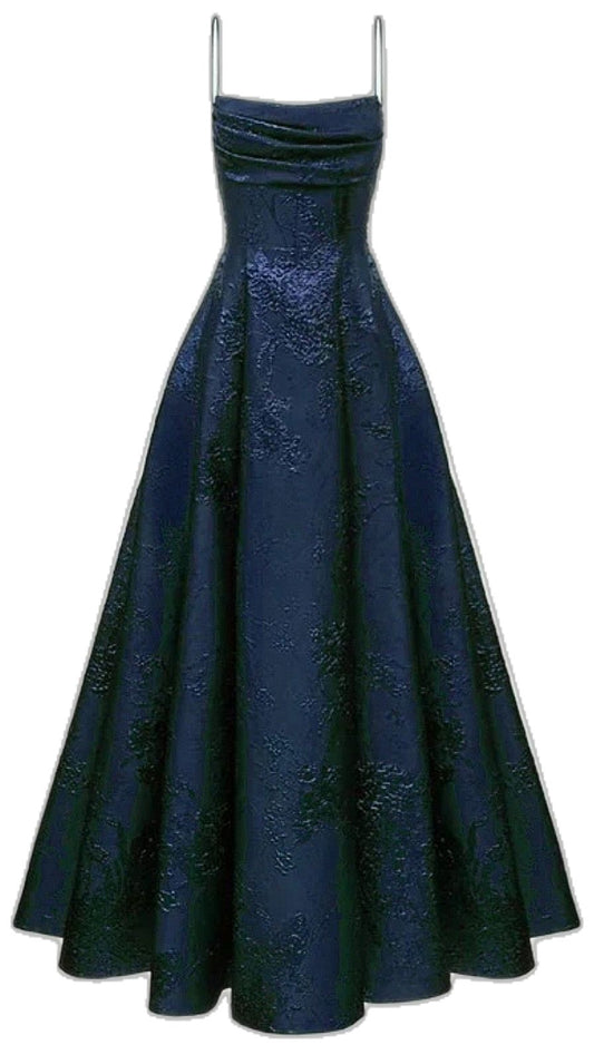 Elegantes A-Linien-Kleid mit Spaghettiträgern, marineblau, für Hochzeitsgäste, festliche Abendkleider AB1848
