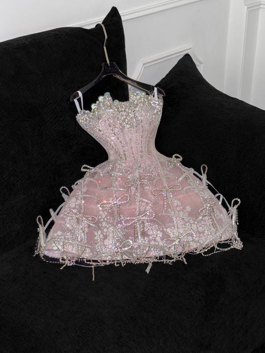 Fabulous Ball Gown Strapless Pink Sequined Mini Homecoming Dress Inspo Ideas Party Dresses RB6892