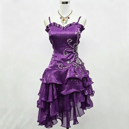 Süßes Ballkleid Spaghettiträger Burgund Kleines Schwarzes Organza Mit Silberperlen Partykleid Heimkehrkleider N3907