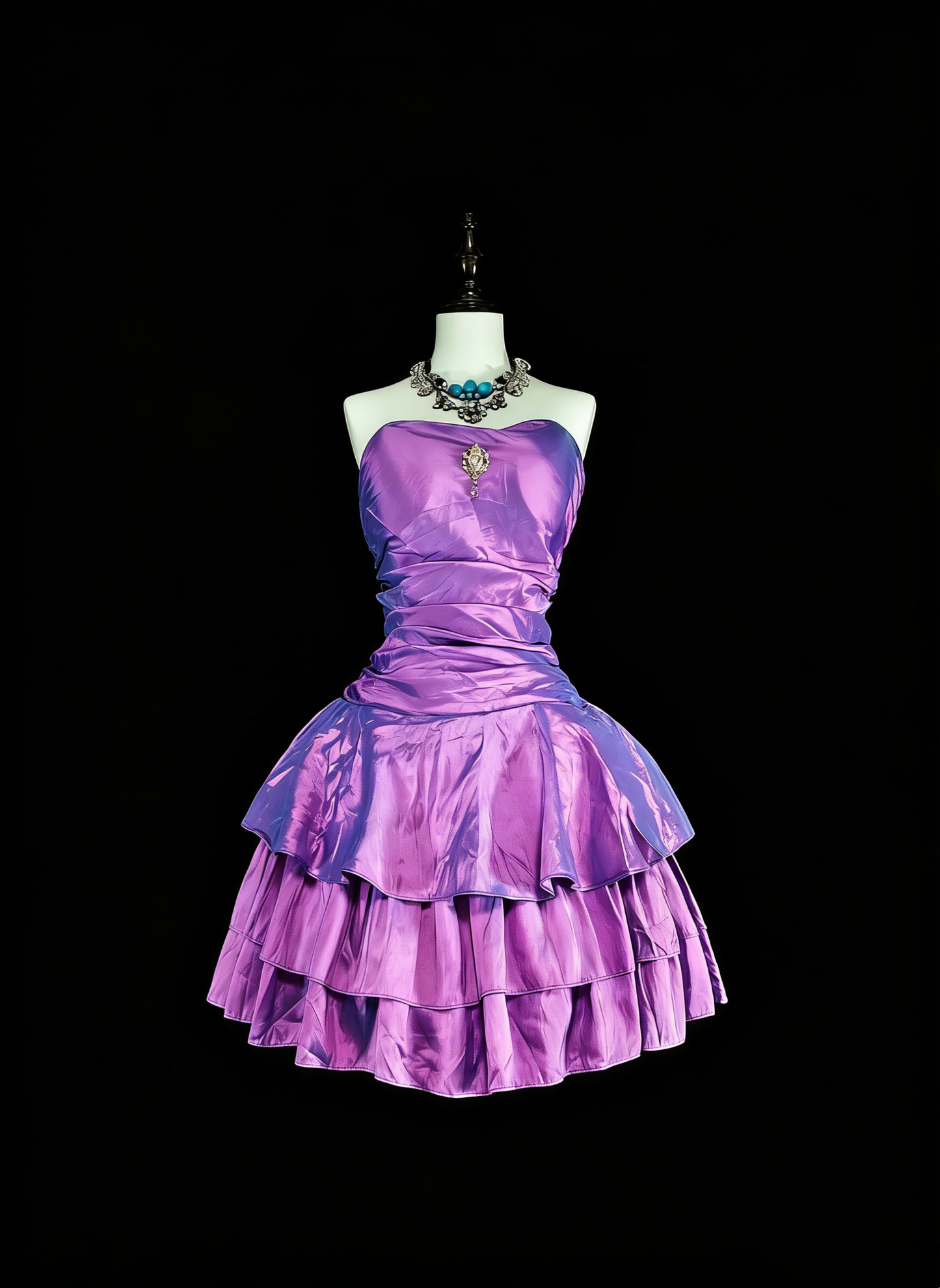 Mignonne Robe de Bal Bustier en Taffetas Violet Courte Mini pour Soirée de Retour N2379