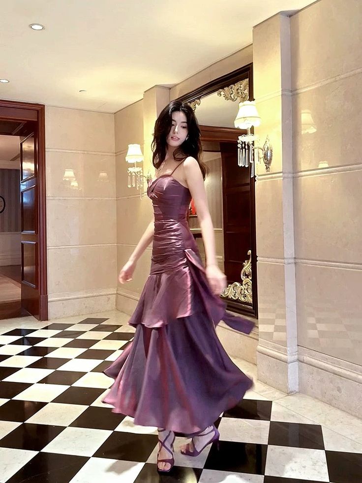 Elegantes und schickes asymmetrisches Rüschen-Cami-Kleid für Damen, schlichtes Party-, Abschlussball-, Abend-, Geburtstags- oder Hochzeitsgastkleid AB956