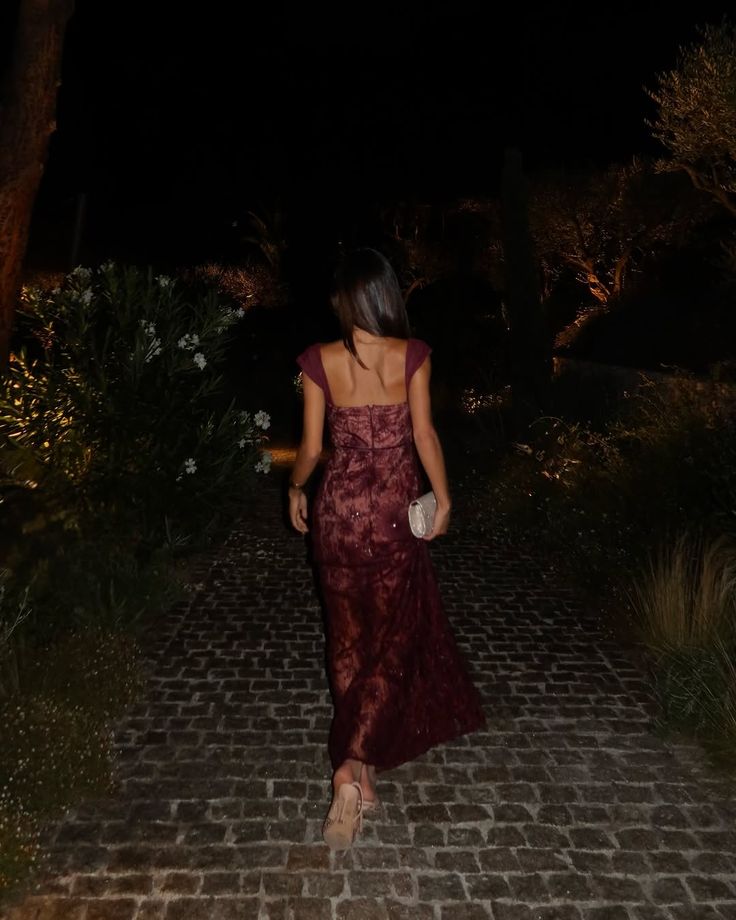 Robe de bal longue en dentelle bordeaux, coupe fourreau, col carré, style modeste, pour adolescentes - Tenue de soirée - Robe de bal AB1084