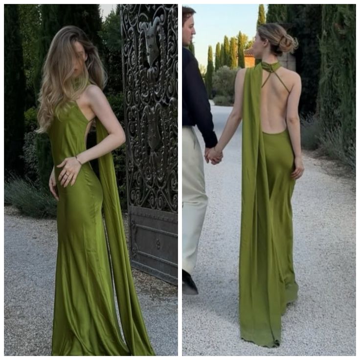 Charming Mermaid Halter Olive Green Backless Summer 19th Birthday Elegant Outfit Wedding Guest Dresses N4147