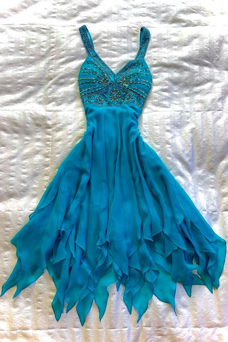 Aesthetic Hoco Photo Ideas A Line Blue Chiffon Knee Length Homecoming Dresses Senior Year Cocktail Hoco Outfits RB8928