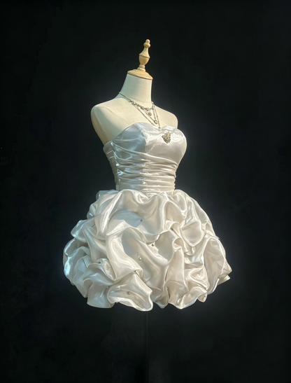 Glam Ball Gown Sweetheart White Party Dress Cocktail Gown Homecoming Dresses N3812