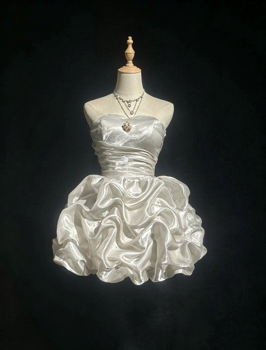Glam Ball Gown Sweetheart White Party Dress Cocktail Gown Homecoming Dresses N3812
