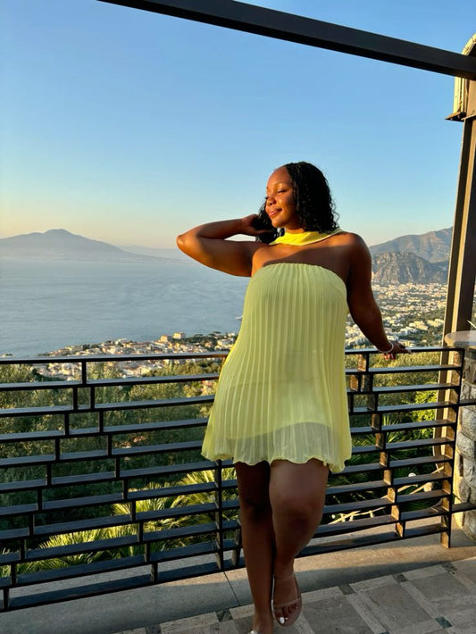 Sexy Homecoming Outfit Ideas A Line Strapless Yellow Chiffon For Black Girls Teens High School Ideas Inspo Senior Party Graduation Dresses RB7311