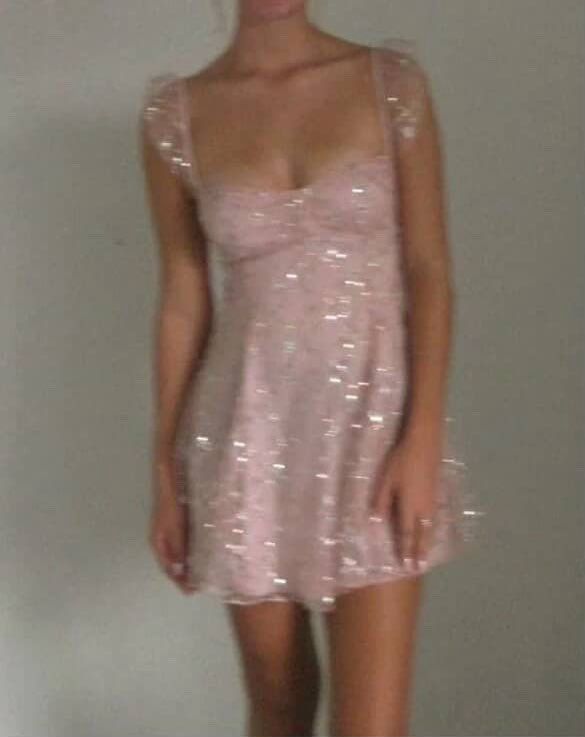 A line Pink Glitter Square Neck Homecoming Dress Mini Hoco Dress Cocktail Outfits RB9206