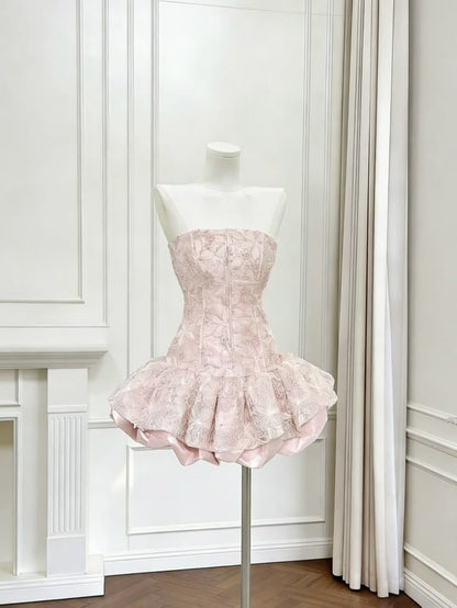 Beautiful Ball Gown Strapless White Lace 17th Birthday Homecoming Dress Graduation Outfits RB6816
