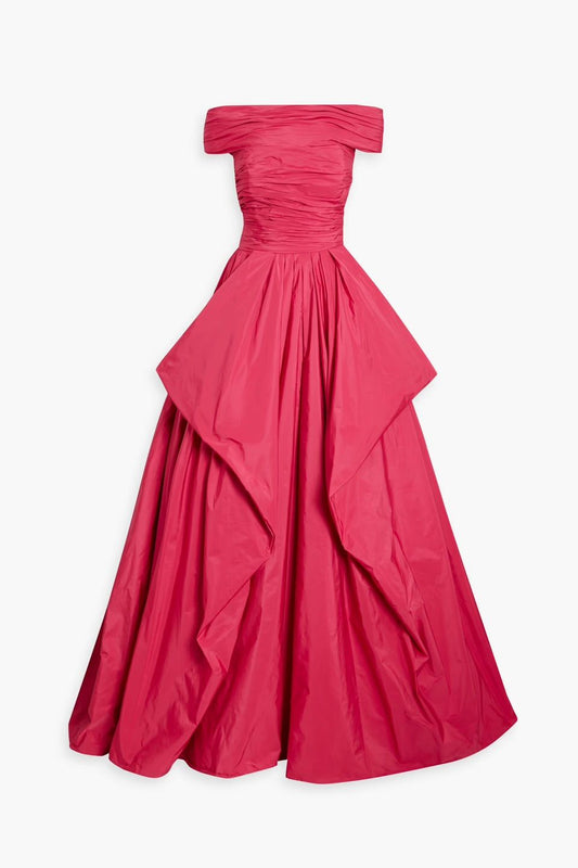 Elegantes, schulterfreies Ballkleid aus Satin, langes, formelles Abendkleid AB383