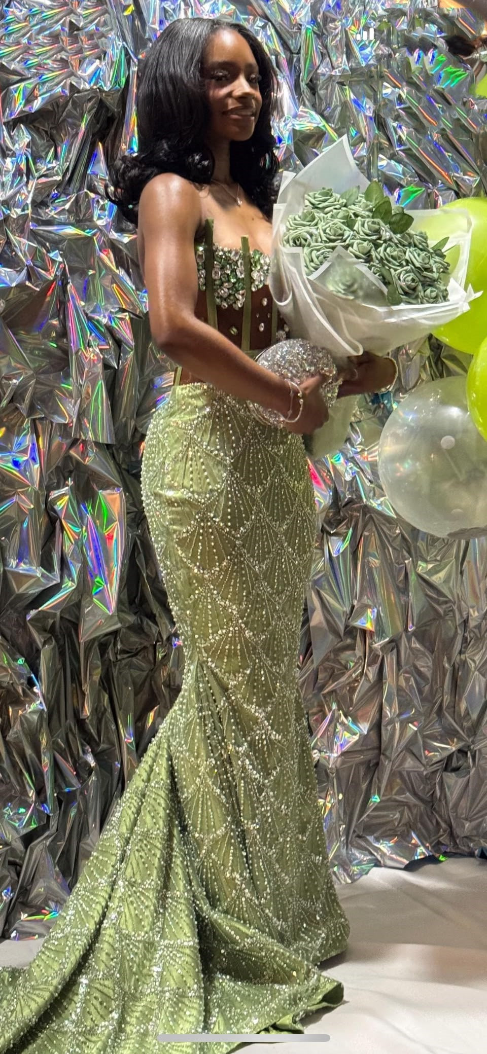 Prom Dress Sexy Mermaid Sweetheart Sage Green Sequined For Black Teens Women Graduation Party Dress RC1062