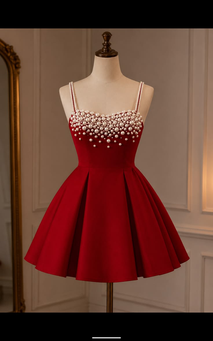 Unique Hoco Photo Ideas Ball Gown Red Straps Senior Year Short Homecoming Dresses Inspo Hoco Outfits RB8919