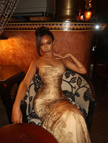Élégante robe de soirée sirène longue dorée, sexy et élégante, nouveauté N1096