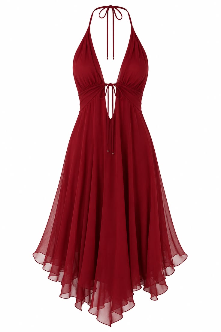 Unique Hoco Photo Ideas A Line Halter Red Chiffon Senior Year Homecoming Dresses Inspo Hoco Outfits RB8920