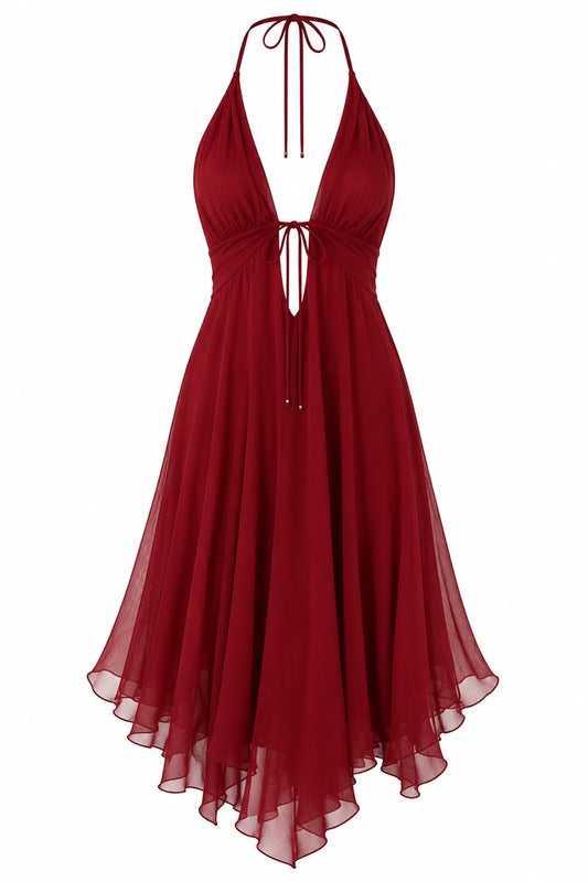 Unique Hoco Photo Ideas A Line Halter Red Chiffon Senior Year Homecoming Dresses Inspo Hoco Outfits RB8920