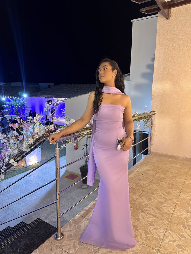 Charmante Sirène Bustier Lilas Avec Écharpe Été 19ème Anniversaire Tenue Élégante Robes Invitée Mariage N4154