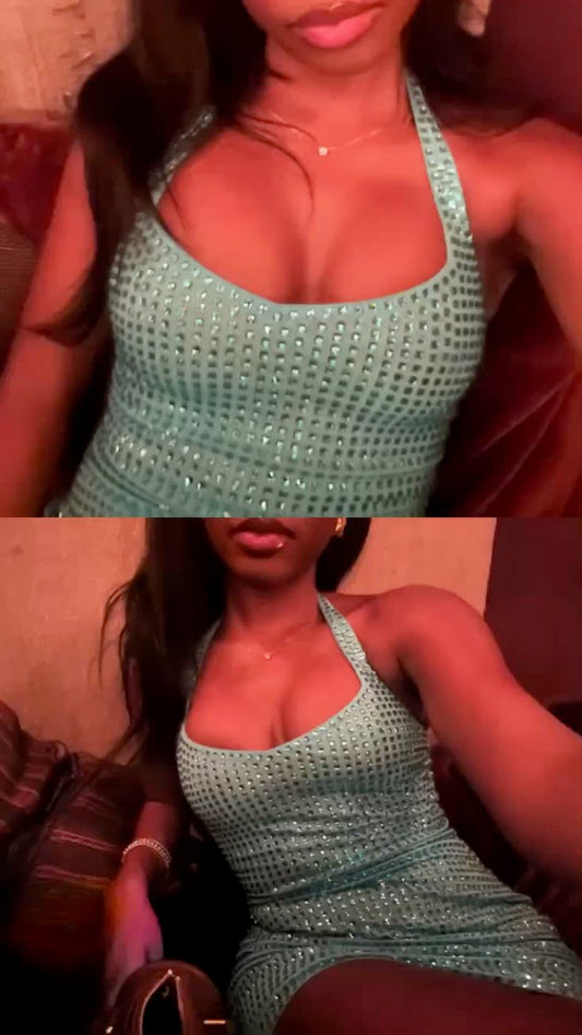 Trendy Etuikleid mit Neckholder und blauen Pailletten, kurz, für den 16. Geburtstag, Freshman Homecoming-Kleid, Cocktail-Outfits RB022