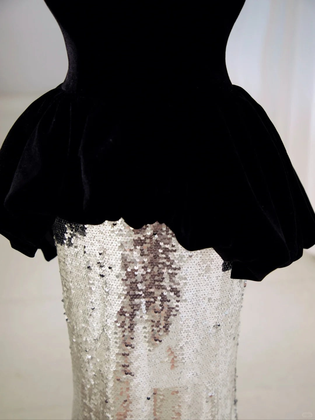 Robe de bal longue en dentelle noire pailletée argentée, robe de soirée pour 19e anniversaire, tenue de graduation N2844