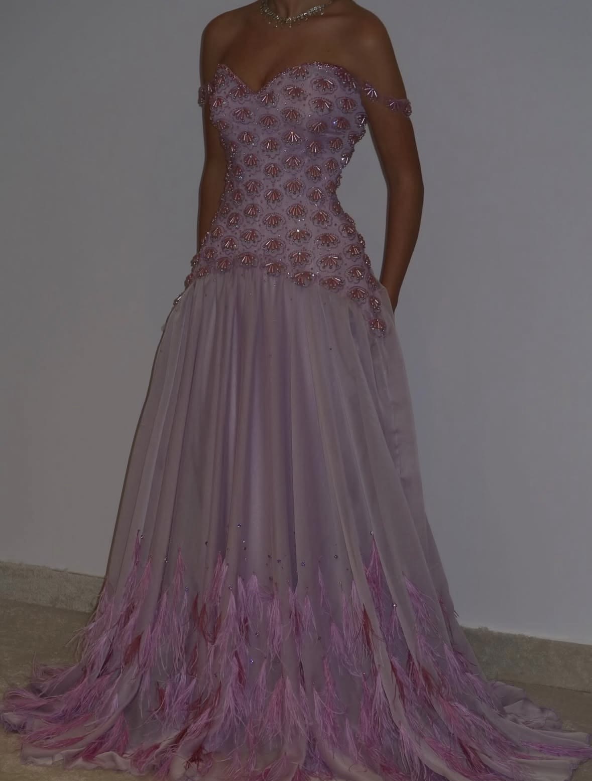 Fairytale Lilac Prom Dress A Line Off The Shoulder Chiffon Princess Party Evening Night Sweet 16 Gown RC1169