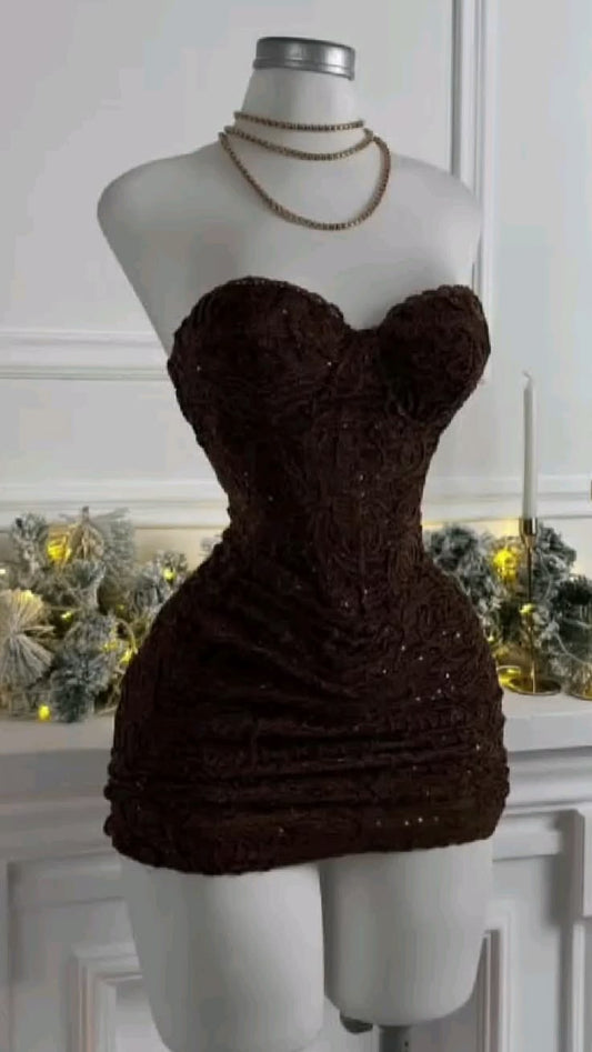 Sexy Lace Hoco Dress Straps Sleeveless Tight Fit Short Sweetheart Homecoming Party Dress RB9210