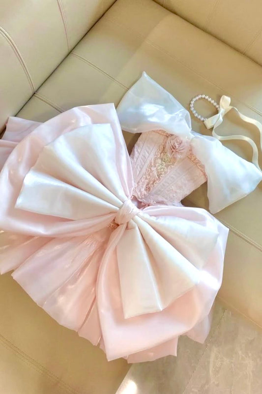 Sweet Ball Gown Strapless With Bow Mini Hoco & Homecoming Dress Ideas Senior High Schools Party Dresses RB6490