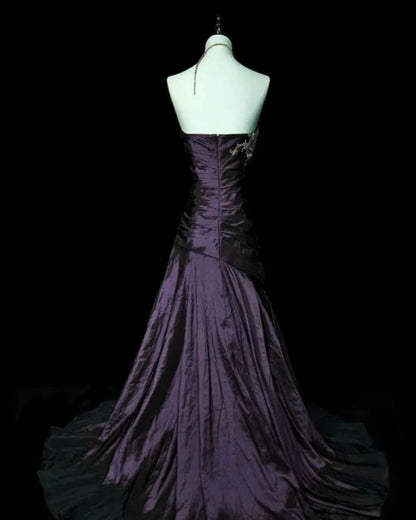 Robe de soirée longue en taffetas vert avec décolleté cœur et dentelle, robe de bal en taffetas vert N1780