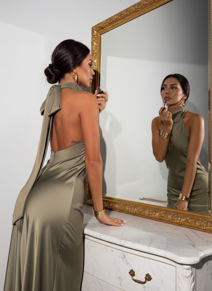 Charming Mermaid High Neck Green With Scarf Summer 19th Birthday Elegant Outfit Wedding Guest Dresses N4158