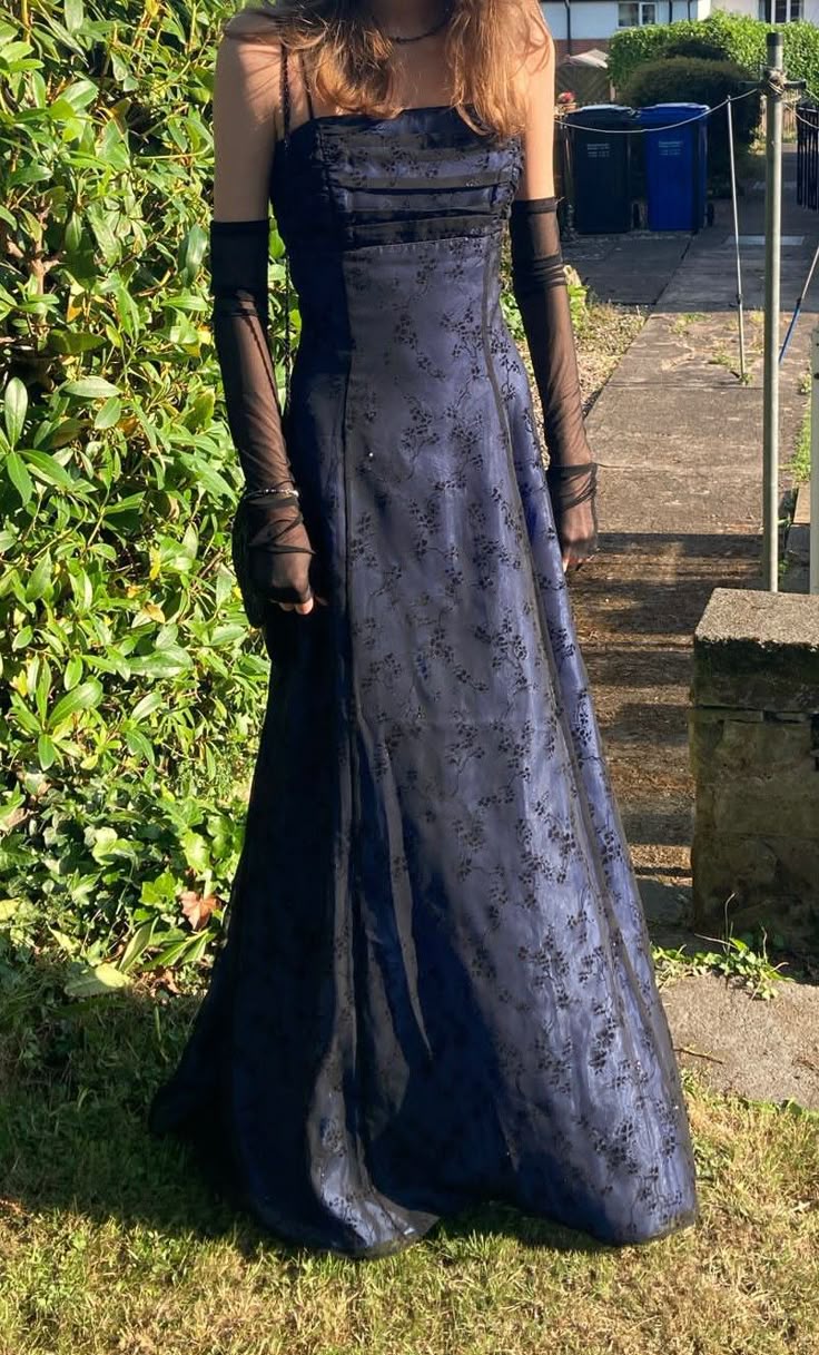 Vintage Prom Dresses Mermaid Spaghetti Straps Navy Blue Long 80s Party Evening Formal Gown RC1170