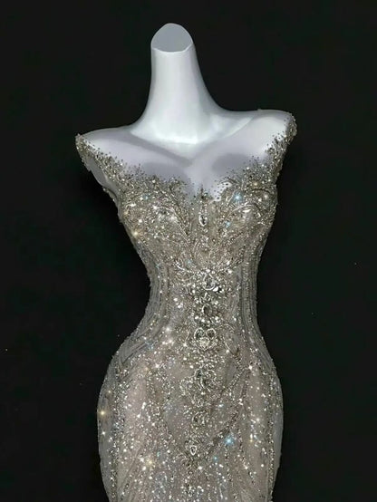 Robes de bal élégantes sirène magnifiques, robe de soirée scintillante, tapis rouge, robe de soirée longue N4042