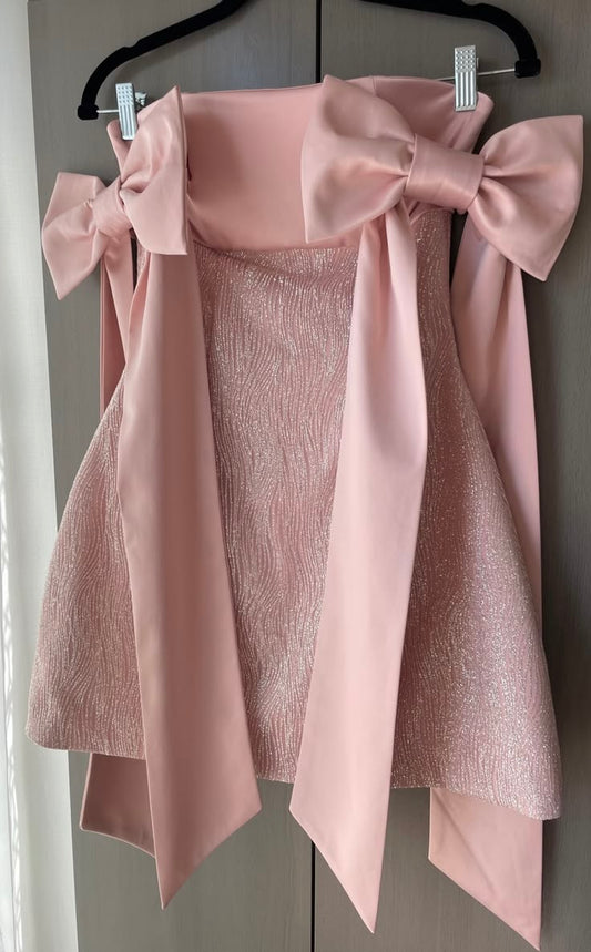 Sparkly A line Sequin Homecoming Dress Pink Strapless Glam Party Outfit Birthday Dresses Cocktail Outfits RB6255