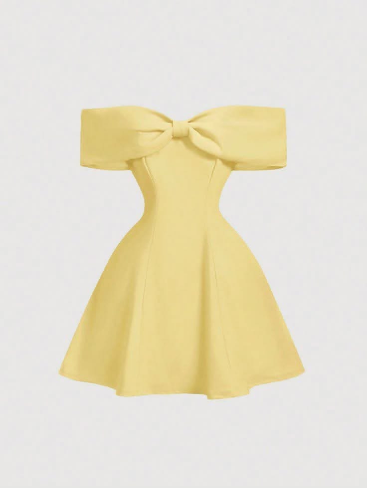 Lovely Ball Gown Off The Shoulder Yellow Short Party Dresses Homecoming Dress Cocktail Gown RB8962
