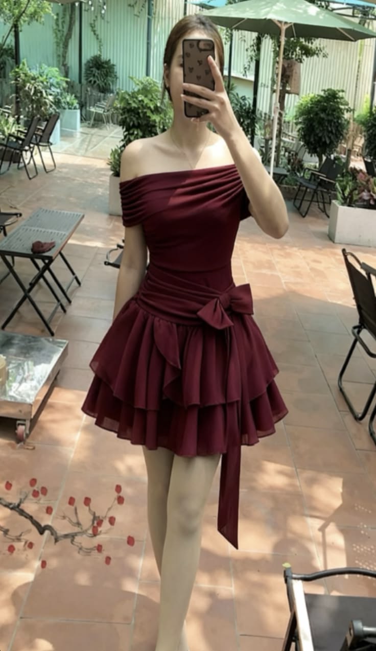 Unique Hoco Photo Ideas A Line Off The Shoulder Burgundy Chiffon Senior Year Homecoming Dresses Inspo Hoco Outfits RB8922