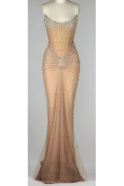 Robe de bal de luxe sirène à corset brodé de perles de cristal - Tenue pour un 20e anniversaire N876
