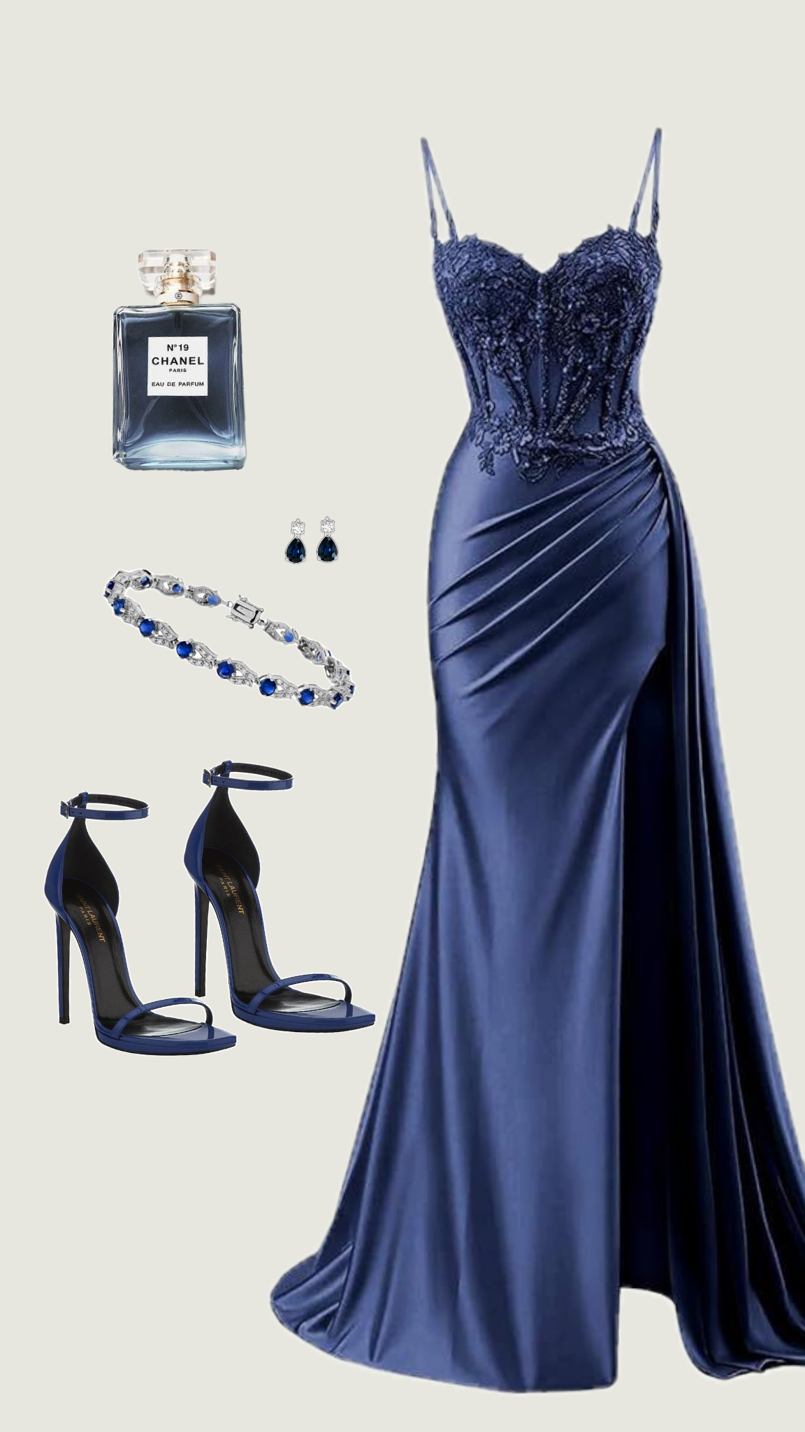 Robe de soirée sirène à fines bretelles bleu marine ornée de perles et fendue, longue et élégante, idéale pour un bal de promo ou un 22e anniversaire (AB1400)