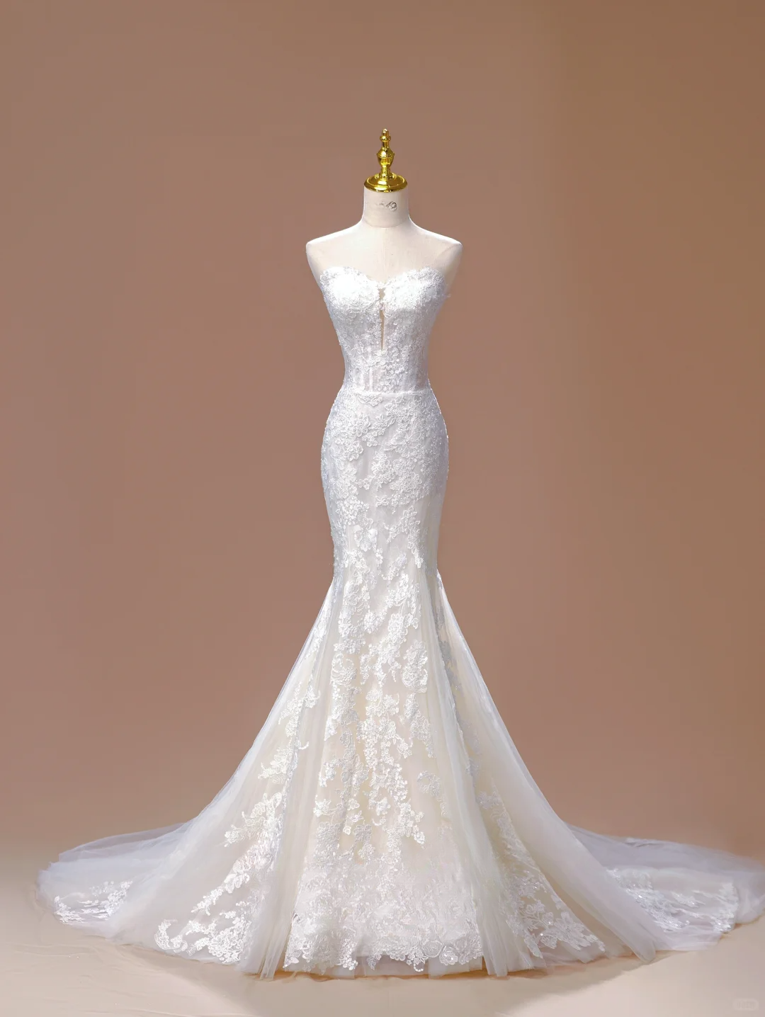 Prinzessin Meerjungfrau Liebsten Ärmellose Lange Weiße Spitze Brautkleid Schöne Formale Nette Brautkleider DH2809