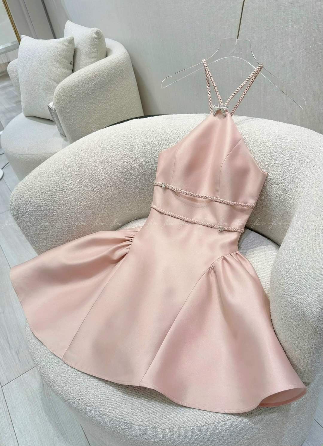 Pretty A line Halter Pink Satin Homecoming Dress Inspo Short High School Senior For Teens Graduation Dresses RB6914