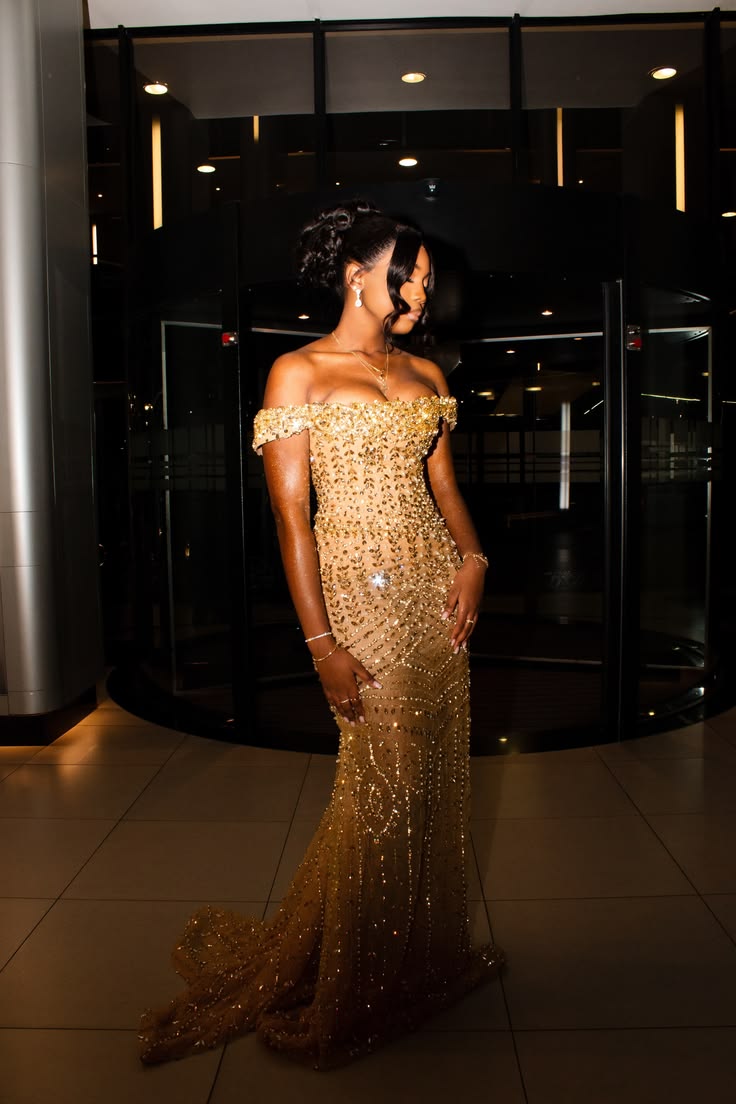 Sexy Mermaid Off The Shoulder Gold Sequin Black Girls Women Long Prom Dress Birthday 16th Party Outfits RC1368