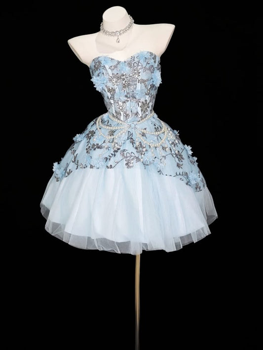 Pretty Ball Gown Sweetheart Blue With Lace Homecoming Dress Inspo Short High School Senior For Teens Graduation Dresses RB6911
