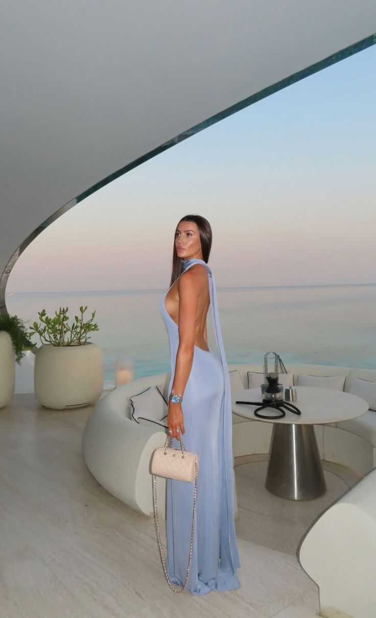 Robe de soirée sirène simple, col montant, dos nu bleu, longue, bleue, pour l'été, la plage, tenue de soirée noire, robe d'invitée de mariage N1388
