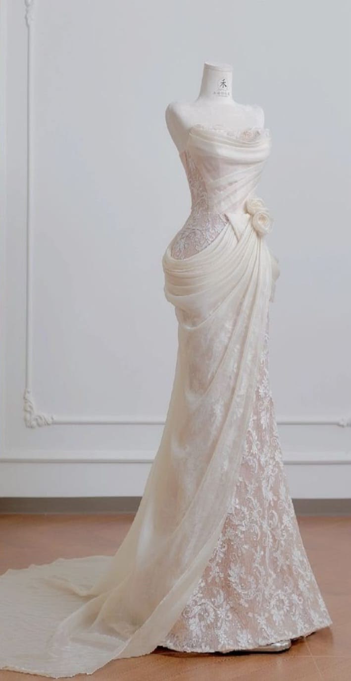 Elegant Wedding Gown Mermaid Sweetheart Lace Long Autumn Winter Bridal Dress Wedding Dresses RB8956