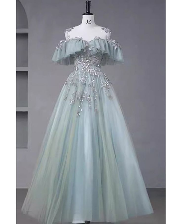 Prinzessinnen-Ballkleid aus Tüll mit Perlenstickerei, Abiballkleid AB139