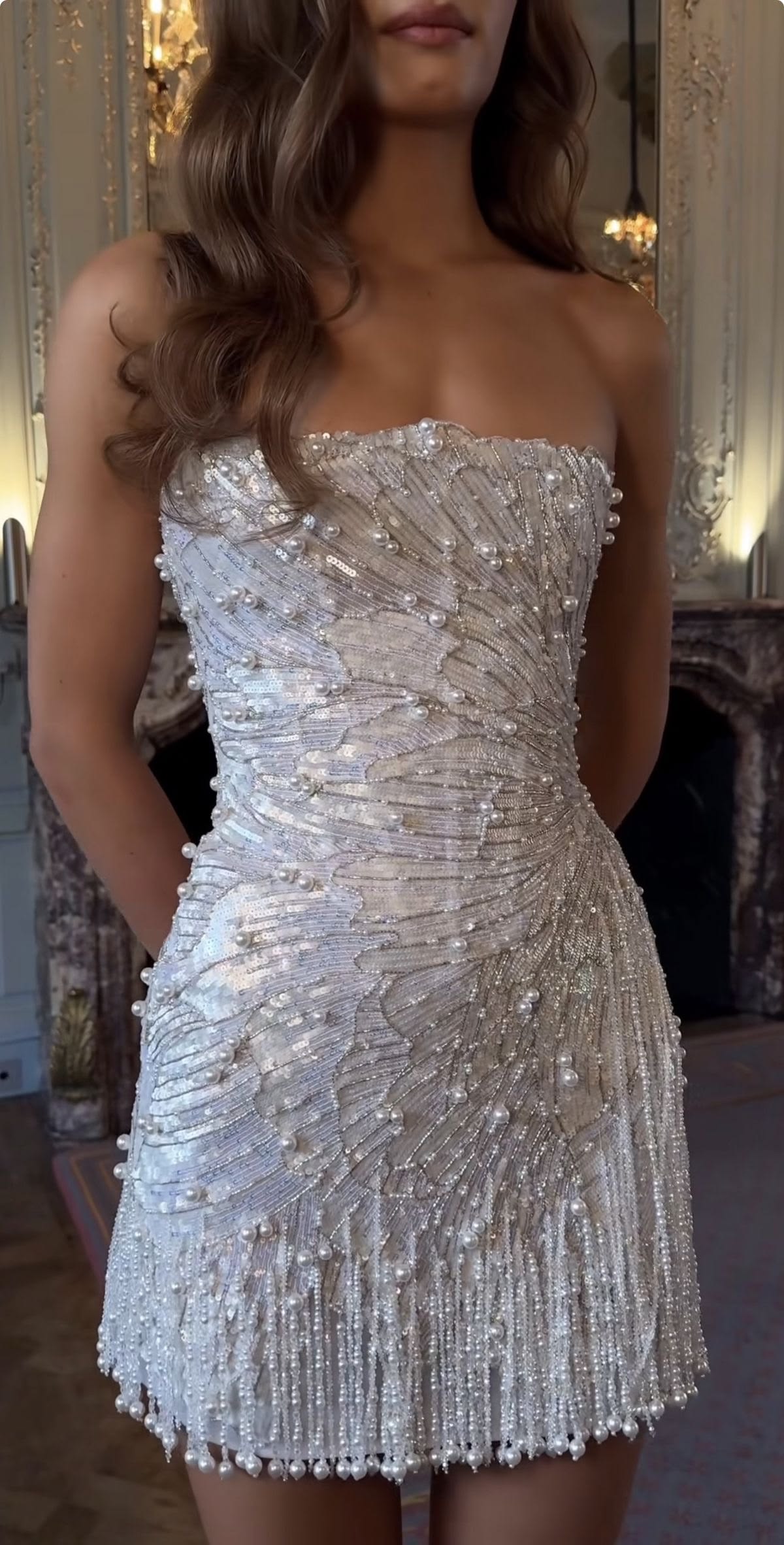 Pretty White Iridescent Sequin Mini Dress With Pearl University Ideas Homecoming Dresses Inspo Short Hoco Court Gowns RB7232