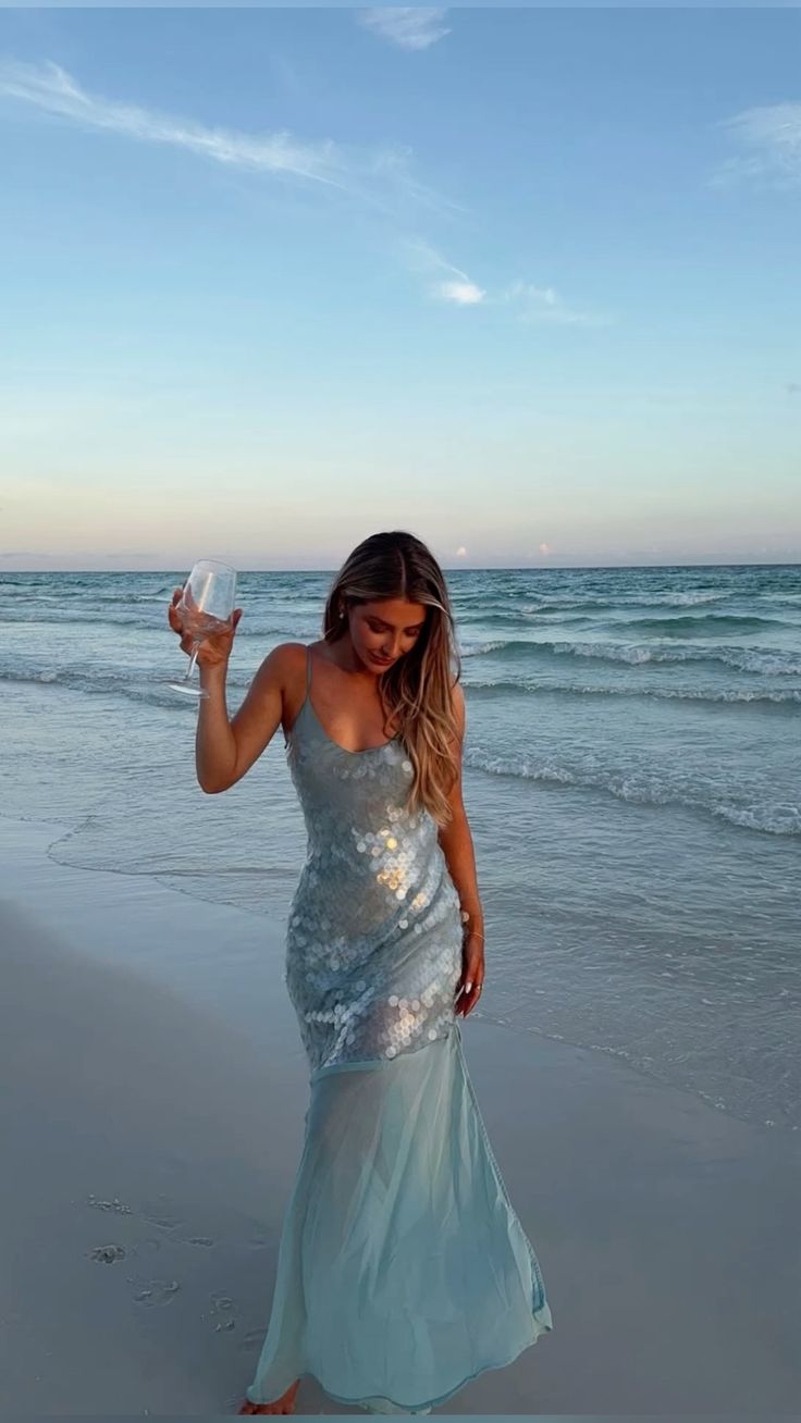 Modest Prom Dresses Mermaid Spaghetti Straps Blue Sequined Long Party Evening Formal Gown RC1197
